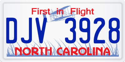 NC license plate DJV3928