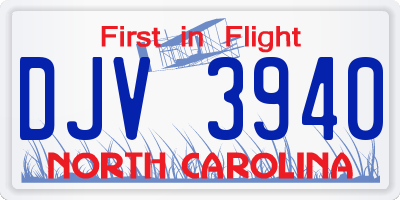 NC license plate DJV3940