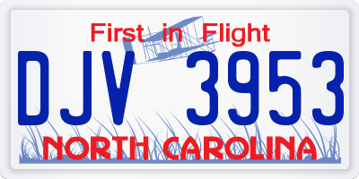 NC license plate DJV3953