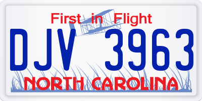 NC license plate DJV3963