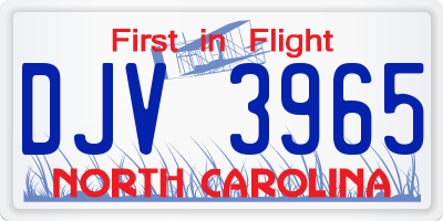 NC license plate DJV3965
