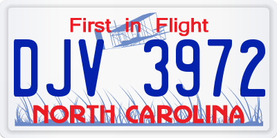 NC license plate DJV3972
