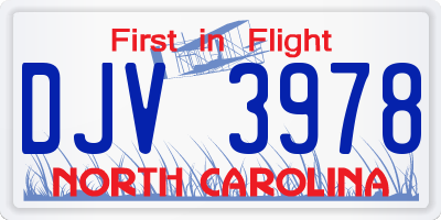 NC license plate DJV3978