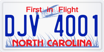 NC license plate DJV4001