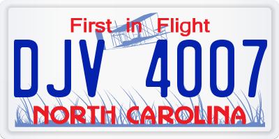 NC license plate DJV4007