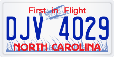 NC license plate DJV4029