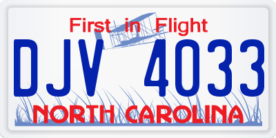 NC license plate DJV4033