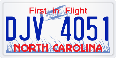 NC license plate DJV4051