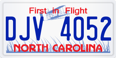 NC license plate DJV4052