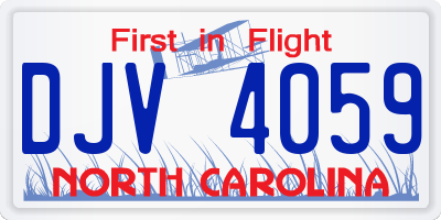 NC license plate DJV4059