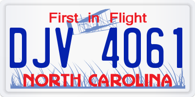 NC license plate DJV4061