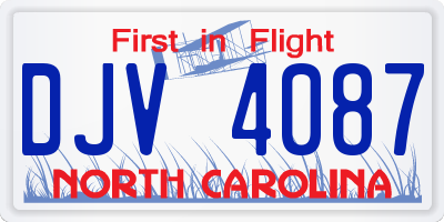 NC license plate DJV4087