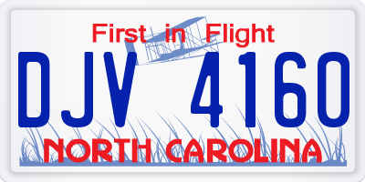 NC license plate DJV4160