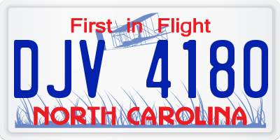 NC license plate DJV4180