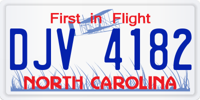 NC license plate DJV4182