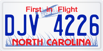 NC license plate DJV4226