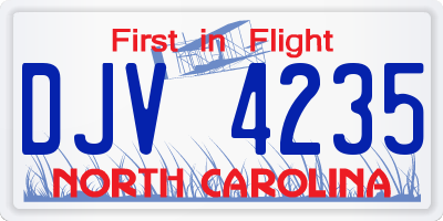 NC license plate DJV4235