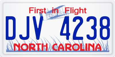 NC license plate DJV4238