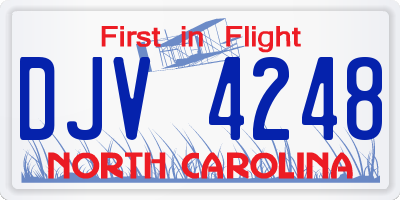 NC license plate DJV4248