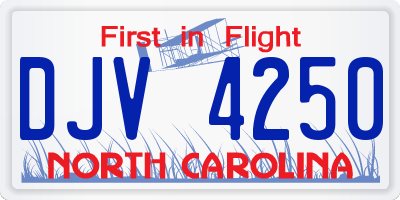NC license plate DJV4250