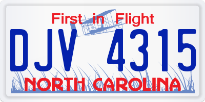 NC license plate DJV4315