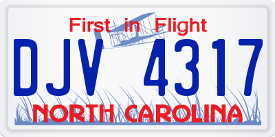 NC license plate DJV4317