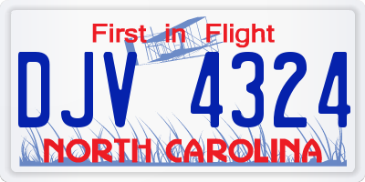 NC license plate DJV4324