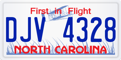 NC license plate DJV4328