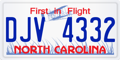 NC license plate DJV4332