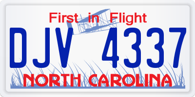 NC license plate DJV4337