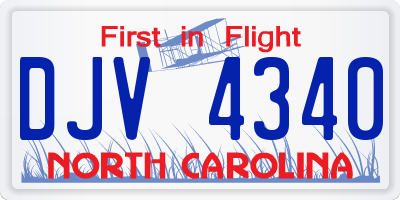NC license plate DJV4340