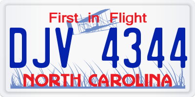 NC license plate DJV4344