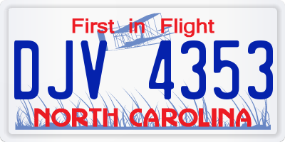 NC license plate DJV4353