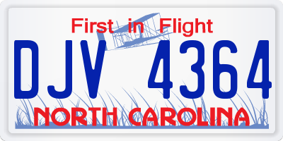 NC license plate DJV4364