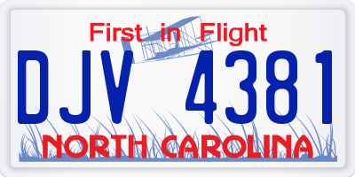 NC license plate DJV4381