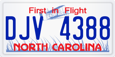 NC license plate DJV4388