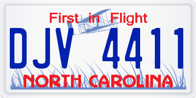 NC license plate DJV4411