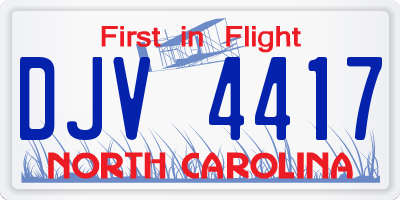 NC license plate DJV4417