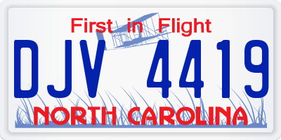NC license plate DJV4419