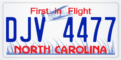 NC license plate DJV4477