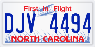 NC license plate DJV4494