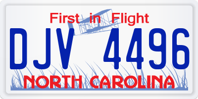 NC license plate DJV4496