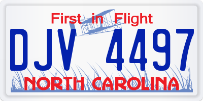 NC license plate DJV4497