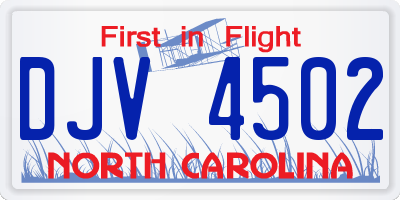 NC license plate DJV4502