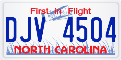 NC license plate DJV4504