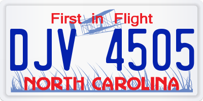 NC license plate DJV4505