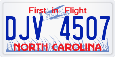 NC license plate DJV4507