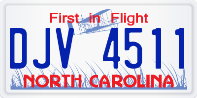 NC license plate DJV4511