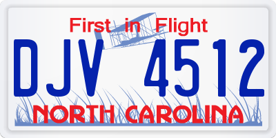 NC license plate DJV4512