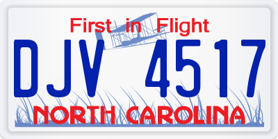 NC license plate DJV4517